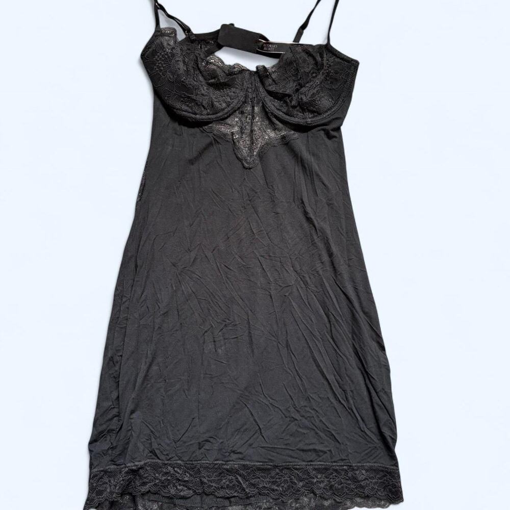 Victorias secret black lace slip